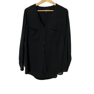 Massimo Oversized Black Button-Down Blouse